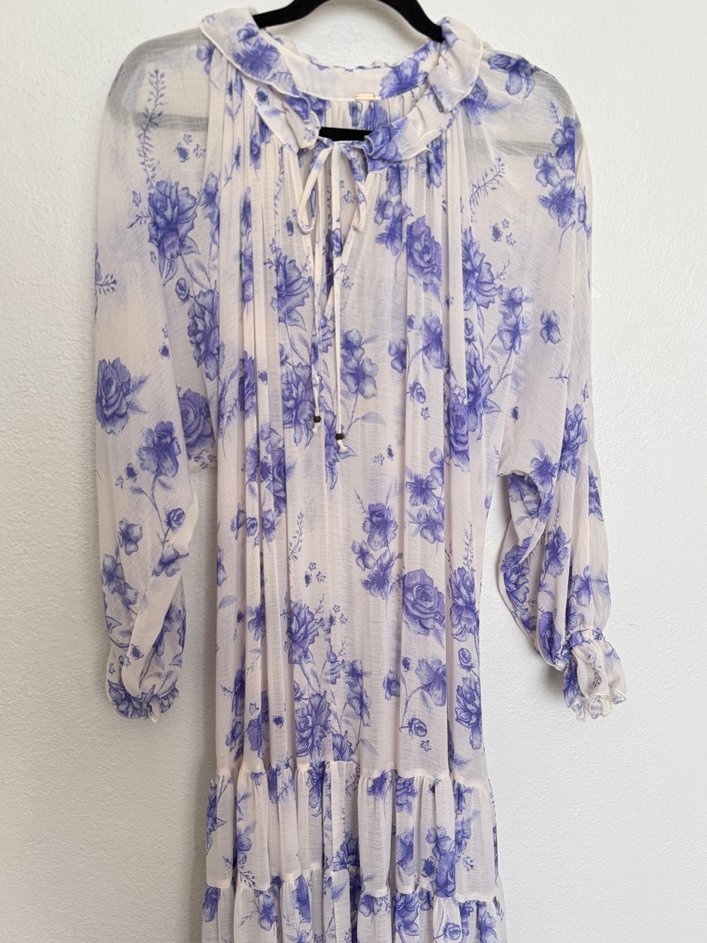 Free People Feeling Groovy Floral Maxi Dress Tiered Ruffle Prairie Boho - Picture 6 of 14